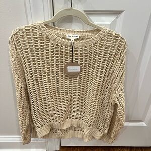 Knit & Stitch Women's Tan Crew Neck Sweater